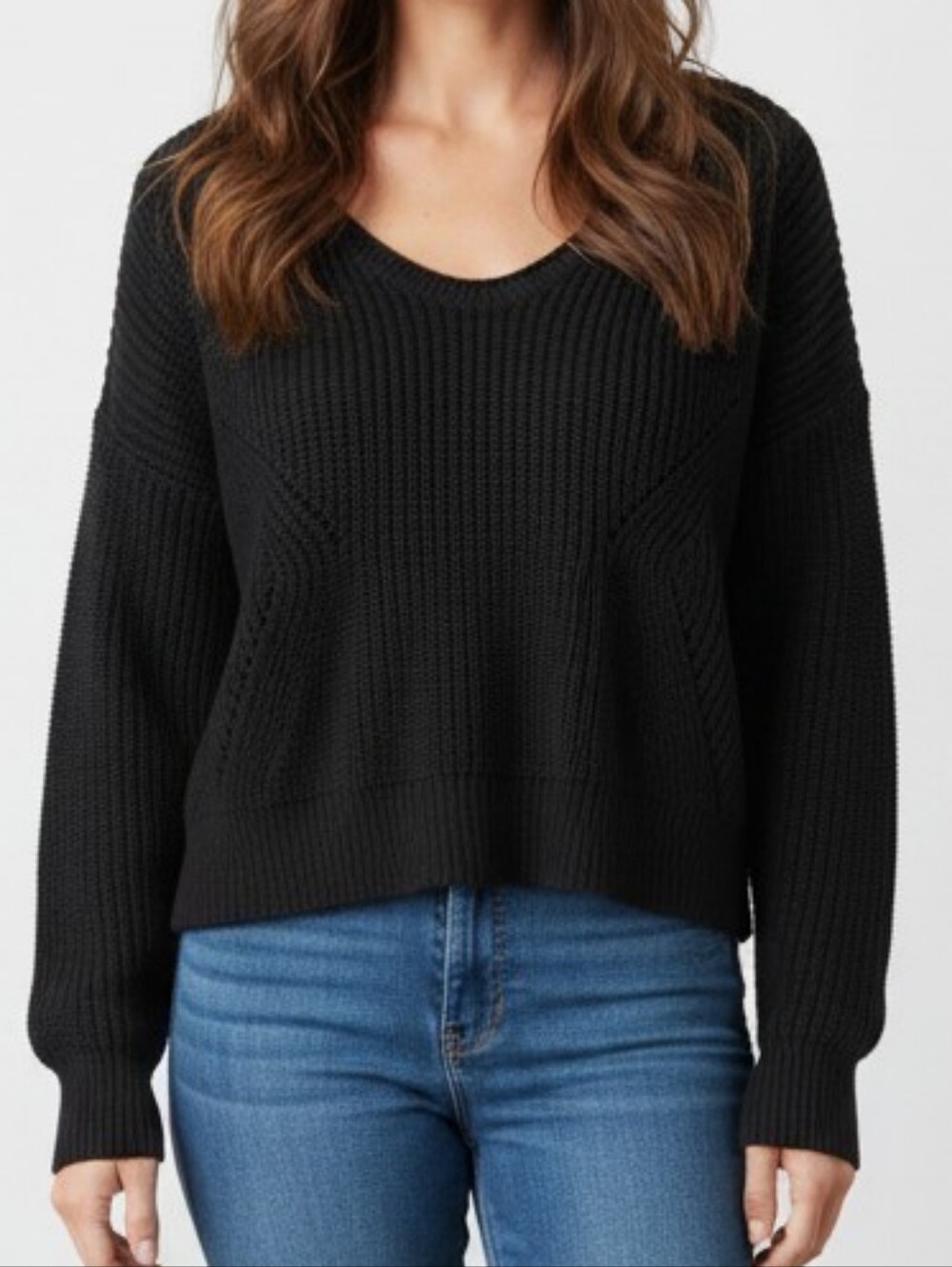Abercrombie & Fitch Black Crew Neck Knit Crop Sweater XS
